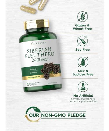 Siberian Eleuthero 2400mg  | 300 Capsules Non-GMO Gluten Free | Siberian Ginseng Herbal Supplement by Carlyle - Buy Online on GoSupps.com