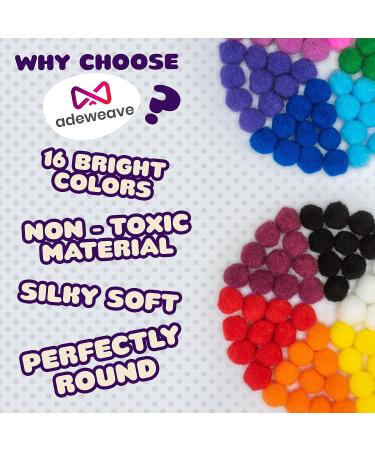 Adeweave 1 Inch 300 Pom Poms - Multicolor Soft and Fluffy Large Pompoms for Crafts | Assorted Colors | Reusable Zipper Bag - Buy Online on GoSupps.com