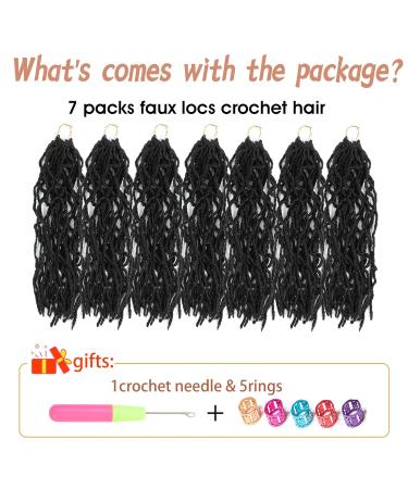 Mclisle 18 Inch Faux Locs Crochet Hair 7 Packs - Curly Butterfly Goddess Pre-looped Braids for Women in 1B Synthetic Hair (Pack of 6) - Buy Online on GoSupps.com