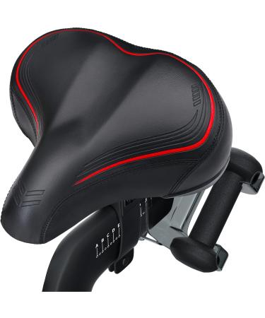 Crostice Wide Bike Seat Compatible with Peloton Bike & Bike Plus, Upgraded Comfort Bike Seat Cushion for Women & Men, Extra Oversize Big Saddle Seat Cover Pad Replacement, Accessory for Bikes W10.2"-relaxed comfy rides-Red