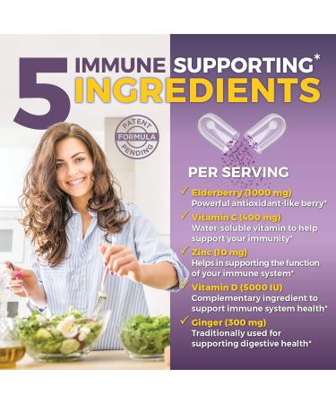 Viva Naturals Elderberry Immune Support Supplement - 120 Vegan Capsules for Immunity Boost - Buy Online on GoSupps.com