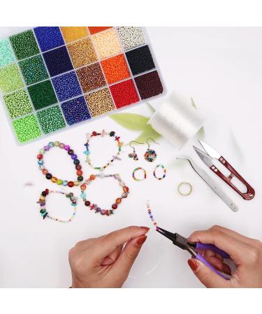 EuTengHao Glass Seed Beads Kit - 14400pcs, DIY Jewelry Making Supplies with 0.5mm string - 24 Colors - Buy Online on GoSupps.com