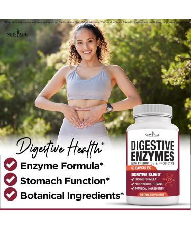 NEW AGE Digestive Enzymes for Gut Health - Probiotic Multi Enzymes with Prebiotics and Probiotics with Lipase for Women and Men for Digestive Health Daily Enzymes for Digestion - 120 Count 60 Count (Pack of 2) - Buy Online on GoSupps.com