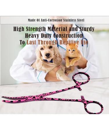 Dog Pet Ear/Nose Hair Puller Grooming Hemostat Locking Forceps Curved Pliers 5.5" (14cm) Full Serrated Clamps Stainless Steel (Pink Paws) Curved Pink Paws - Buy Online on GoSupps.com