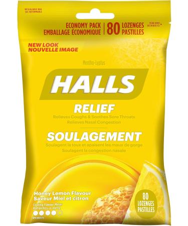 HALLS Triple Soothing Action Cough Drops Honey Lemon 1 Resealable Bag (80 Drops Total) & Mentho-Lyptus Extra Strong Bag 30 Lozenges Honey Lemon Drops+Extra Strong Bag - Buy Online on GoSupps.com