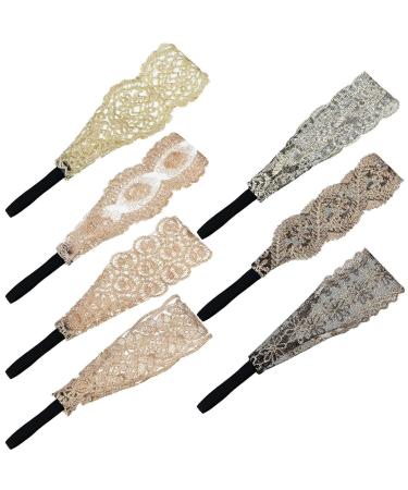 Lace Headbands Set - 7 Pieces for Women & Girls | Elegant Wide Headwrap Hair Turban Accessories - Buy Online on GoSupps.com