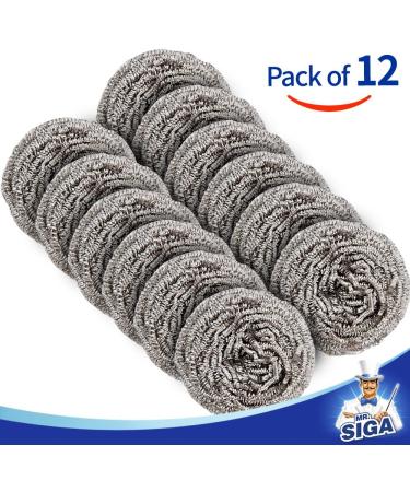 MR.SIGA Stainless Steel Scourer Pack of 12 - 30g | Premium Quality | Long Lasting | Rust Resistant - Buy Online on GoSupps.com