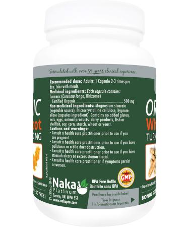 Naka Platinum ORGANIC Whole Root Tumeric - 120 Veggie Caps. BONUS Size (90+30 FREE) - Buy Online on GoSupps.com