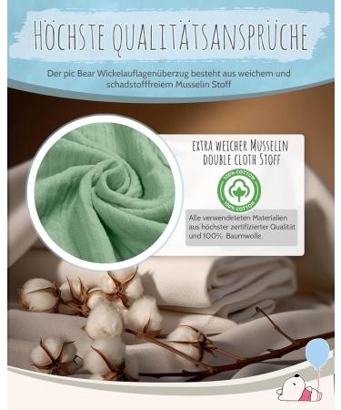 Pic Bear Wrap Editions 75x85cm | 100% Muslin Cotton Baby Wrap with Elastic Band - Gentle & Protective Comfort for Babies (Grayed Jade) - Buy Online on GoSupps.com