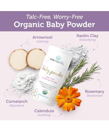 Organic Talc-Free Baby Powder for Chafing & Moisture Control - Non-Toxic, Non-GMO, Cruelty-Free Baby Care by Era Organics - Buy Online on GoSupps.com