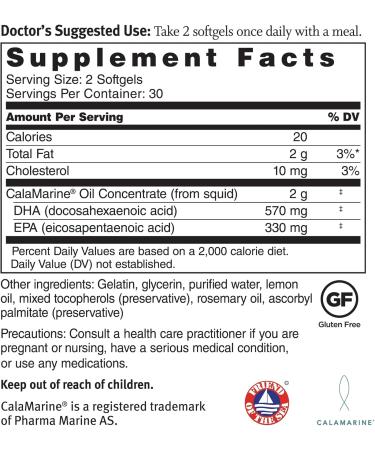 Dr. Sinatra Clinical Grade CalaMarine Omega-3 Supplement with DHA and EPA for Brain Heart and Eye Health 60 softgels - Buy Online on GoSupps.com