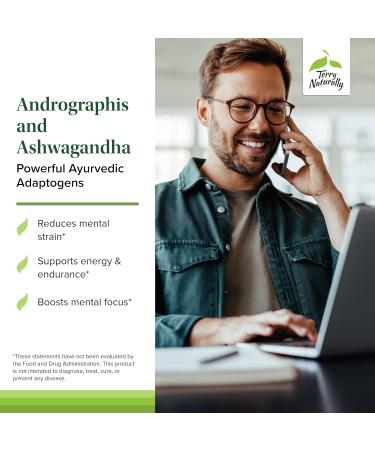 Terry Naturally Andrographis and Ashwagandha - Immune System Support Supplement - Support Energy & Healthy Stress Response - Energy Support Supplement - 60 Capsules (60 Servings) - Buy Online on GoSupps.com
