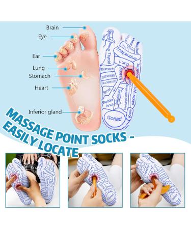 Reflexology Socks Set 2 Pair Acupressure Foot Socks with Massage Tool for Improved Foot Health - Buy Online on GoSupps.com