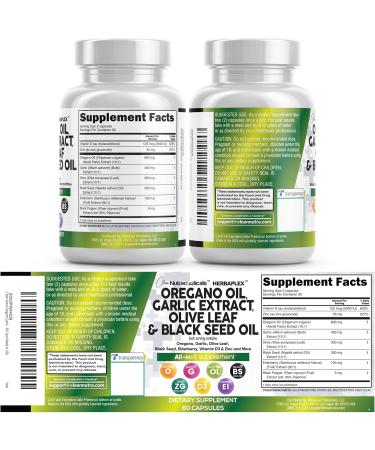 Clean Nutraceuticals Oregano Oil Garlic Extract Olive Leaf Black Seed Oil - Immune Support & Digestive Health Supplement for Women and Men with Vitamin D3 & Zinc - 3Pack - Buy Online on GoSupps.com