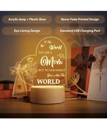 Engraved Mum Birthday Night Light - Touching Gift from Daughter/Son - Mum Birthday Lamp - Buy Online on GoSupps.com