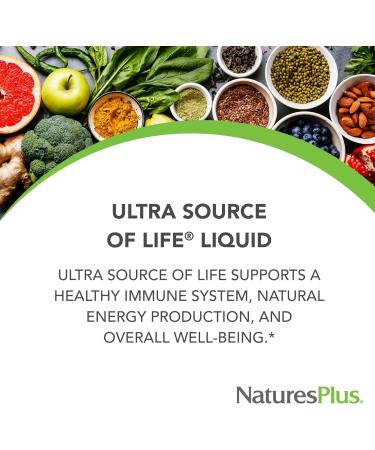NaturesPlus Ultra Source of Life Liquid - 30 fl oz - Mango Pineapple Flavor - Multivitamin Supplement with Vitamin D3 and Lutein - Vegetarian Gluten-Free - 30 Servings - Buy Online on GoSupps.com