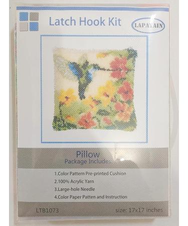 LAPATAIN Latch Hook Kit for DIY Throw Pillow Cover - 17X17inch - Blue Bird Design - Buy Online on GoSupps.com