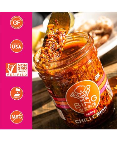 Mr Bing Mild Chili Crisp | Flavorful & Crunchy Chili Oil | Made in USA | Gluten-Free & Vegan | Non-GMO | 7 oz - Buy Online on GoSupps.com