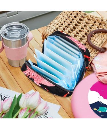 Portable Menstrual Cup & Sanitary Napkin Storage Bag - Pink Red Flamingo Pattern - Ideal for Teen Girls & Women | Perfect Gift for Christmas - Buy Online on GoSupps.com