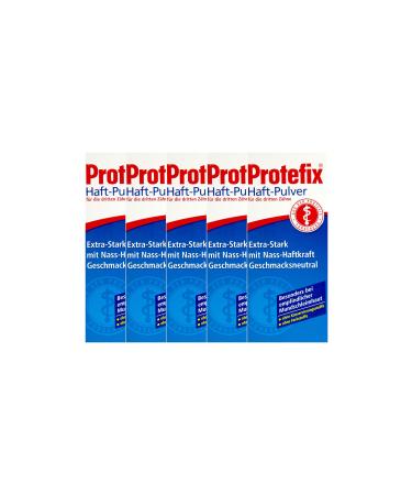 5x PROTEFIX adhesive powder 50g PZN 01381004 Extra strong with wet adhesive power