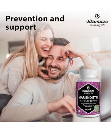 Milk Thistle Capsules High Strength & Vegan - 90 Capsules, 500mg Extract with 80% Silymarin - Natural Food Supplement, German Quality - 3 Month Supply - Buy Online on GoSupps.com