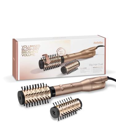 BaByliss Big Hair Dual Rotating Hot Air Brush with Ionic Technology 2 Attachments Champagne 33.2 x 6 x 6 cm AS952E Single - Buy Online on GoSupps.com