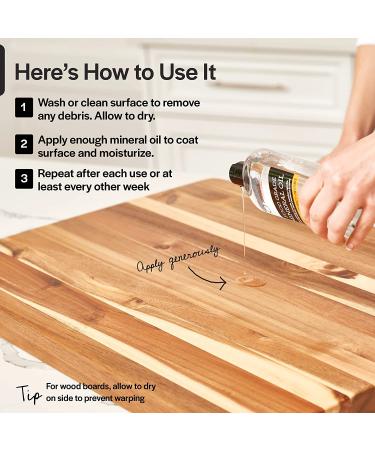 Thirteen Chefs 12oz Food Grade Mineral Oil for Wood Cutting Board and Butcher Block - Safe USP Finish for Bamboo, Marble, and Soapstone - Knife and Meat Grinder Lubricant - Buy Online on GoSupps.com