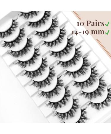 Goseek 3D Fake Mink Eyelashes - 10 Pairs Pack | Handmade Short Cat Eye Lashes for Natural Look and Charming Appeal - Reusable and Wispy Fluffy False Lashes | 14-19mm - Buy Online on GoSupps.com
