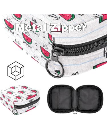 Menstrual Pad Bag with Zipper - White Watermelon Ladies Napkin & Tampon Pouch for Women and Girls | International Shipping - Buy Online on GoSupps.com