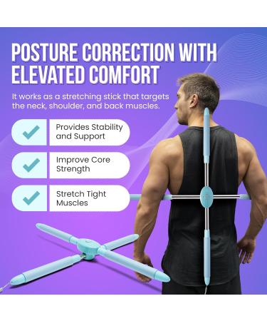 AYVAN Back Straightener Posture Corrector - Hunchback & Comfort-Padded Yoga Stick for Men Women & Kids - Portable with Carry Bag - Improve Posture & Comfort - Buy Online on GoSupps.com