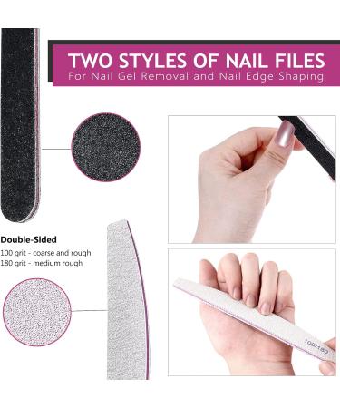 Roleelex Nail Files and Buffers Set 12 Pieces Acrylic Professional 100/180 Grit Emery Board 800/4000 Grit Buffer Block for Home and Salon - Buy Online on GoSupps.com