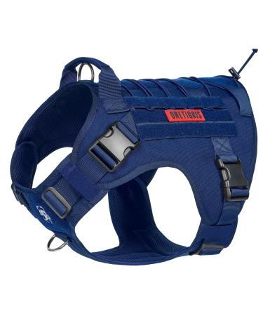 Oneigris dog harness Fire Watcher Tactical dishes MOLL SIFEERT THE SERVICE DISCHES DISCHES DOSE WITH THE 1 HANDS AND 2 NO-PULL D-RING 1000D NYLON (XL blue) XL blue