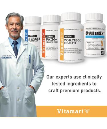 Vitamart Nutraceuticals Cortisol Health - Adrenal Health Manager Supplement for Healthy Stress Response* - Adaptogenic Formula with Ashwagandha & Sleep Support - 30 Capsules (Quick Absorbing) - Buy Online on GoSupps.com
