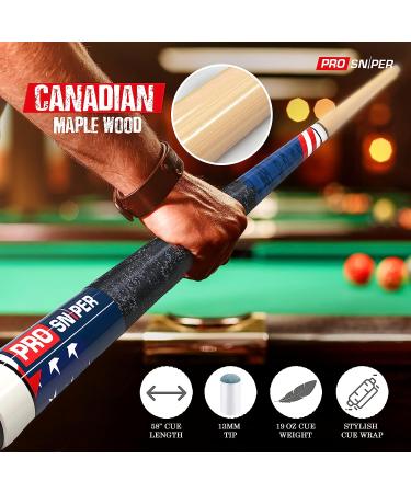 ProSniper Pool Cue Set - 4 Canadian Maple Wood Cues with Chalk - Durable & Unique Design for Professional Billiard Players - Buy Online on GoSupps.com