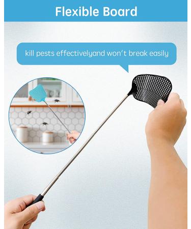CUNCUI Heavy Duty Fly Swatters Set - Telescopic Stainless Steel Handles (2Pcs, 2 Colors) for Home, Classroom, Office - Buy Online on GoSupps.com