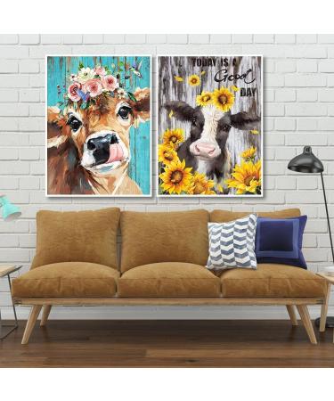 2 Pack Cow Diamond Painting Kits - DIY 5D Full Drill Art with Round Diamonds for Adults & Kids - Home Wall Decor Gift - 12x16inch - Buy Online on GoSupps.com