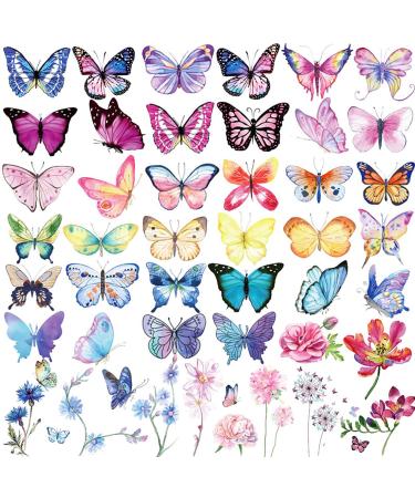 Coszeos 145Pcs Butterfly Temporary Tattoos for Women Girls Kids  Fake Colorful Flower Butterflies Wings Tattoo Stickers Art Waterproof for Face Body Arm Children Birthday Party Favors Supplies Gifts