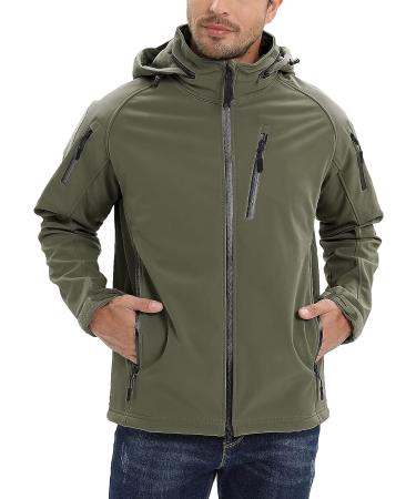 TACVASEN Men's Special Ops Tactical Jacket - Water-Resistant Softshell with Detachable Hoodie, Fleece Lining - X-Large Green - Buy Online on GoSupps.com