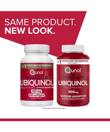 Qunol Mega Ubiquinol CoQ10 100mg Softgels - Superior Absorption for Heart Health - 100 Count - Buy Online on GoSupps.com