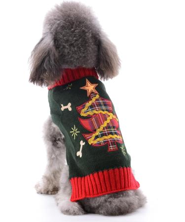 Christmas Dog Sweater | Warm Pet Turtleneck Knitwear | Perfect Gift for Puppies & Dogs | XL Golden Christmas Tree Pattern - Buy Online on GoSupps.com