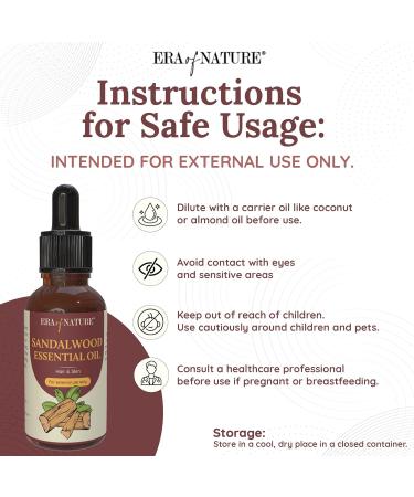 Sandalwood Essential Oil - 100% Pure & Organic | Aromatherapy Skincare Hair Care | 1 fl oz (30ml - Buy Online on GoSupps.com