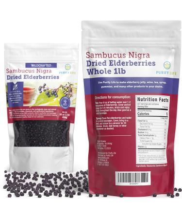 Dried Elderberries 1lb Bulk - Wildcrafted, Non-GMO, Immune System Support - Black Elderberry Syrup, Gummies, Tea & More - Buy Online on GoSupps.com