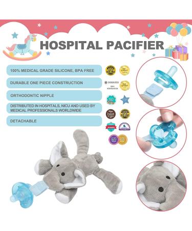 Plush Elephant Pacifier Holder with Detachable Silicone Soothie Pacifier for 0-12 Months - Buy Online on GoSupps.com