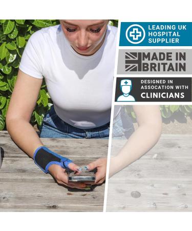 Solace Bracing Thumb Support Max - British Made & NHS Supplied - Breathable Thumb Spica Splint for CMC Pain, Arthritis, Tendonitis, RSI - Black/Blue - L - Right Hand - Buy Online on GoSupps.com