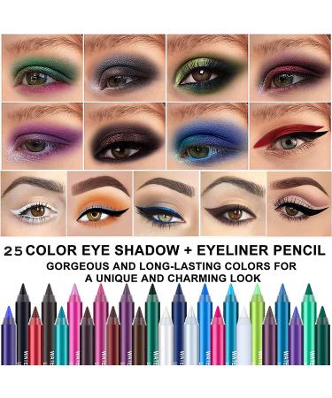 SUMEITANG 25 Colors Eyeliner Pencil Set - Rainbow Metallic Glitter Gel Pen Kit for Waterproof Eye Makeup - Buy Online on GoSupps.com