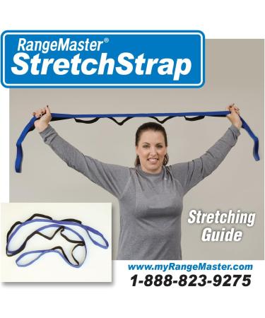 RangeMaster Stretch Strap with Exercise Guide - Versatile Multi-Loop Strap for Yoga, Pilates, Physical Therapy - Portable and Helps Improve Flexibility - Black & Blue - Buy Online on GoSupps.com