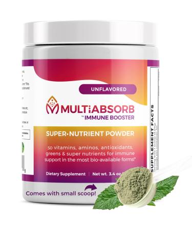 MultiAbsorb Immune Booster Multi-Nutrient Powder for Optimal Health & Immune Support Vitamins Minerals Antioxidants Eye Health No Fillers Natural Non-GMO 30 Servings (Unflavored)
