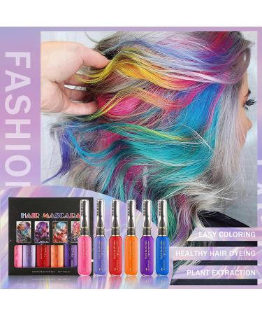 RoseFlower 6 Colours Hair Chalk Combs - Washable Temporary Hair Dye for Kids, Boys, Girls, Women - Pink, Purple, Blue, Orange - Carnival, Birthday, Cosplay, Halloween, Xmas - Buy Online on GoSupps.com