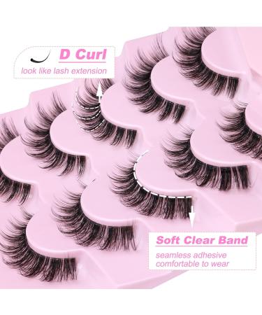 Lashes Natural Look Wispy Eyelashes Clear Band D Curl Eyelash Extension Cat Eye False Lashes Pack 5 Pairs by Mavphnee Glamour - Buy Online on GoSupps.com
