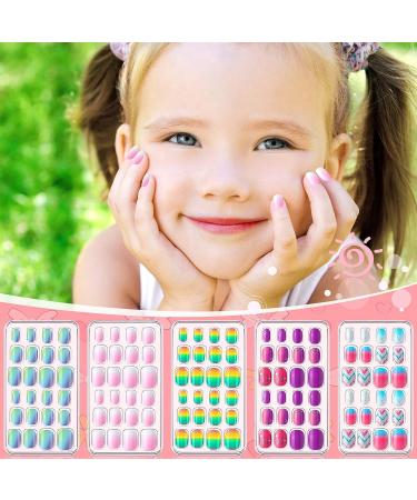 432 Kids Unicorn Press on Nails Set - Full Cover Short False Nails Stickers with Pre Glue for Girls | Children's Gift & Christmas Nail Decoration - Buy Online on GoSupps.com